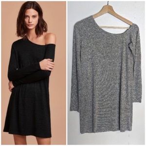 ARITZIA Wilfred Free Brinkley Heather Grey Off One Shoulder Dress Size Large